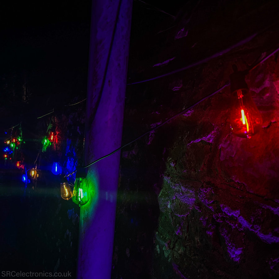 As part of my last gig ever, I provided LED disco lights to a mate&rsquo;s daughter&rsquo;s birthday party. We had some of Big Clive&rsquo;s & my own LED frames, VU meters, shift register PCBs and LED festoons.